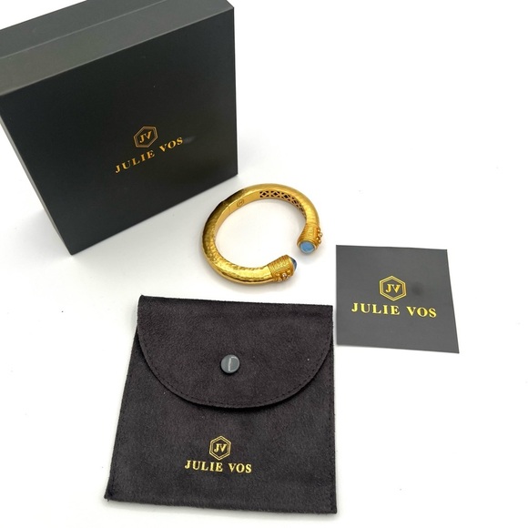 Julie Vos Iridescent Capri Blue Hinged Bangle Cuff Bracelet (retired design) - Picture 5 of 11